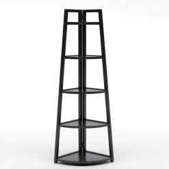 Andrea 70 in. Black Wood 5-Shelf Ladder Bookcase with Open Back by TRIBESIGNS WAY TO ORIGIN