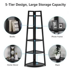 Andrea 70 in. Black Wood 5-Shelf Ladder Bookcase with Open Back by TRIBESIGNS WAY TO ORIGIN -Deals Glitzhome Store black tribesigns way to origin bookcases bookshelves hd c0369 76 1000