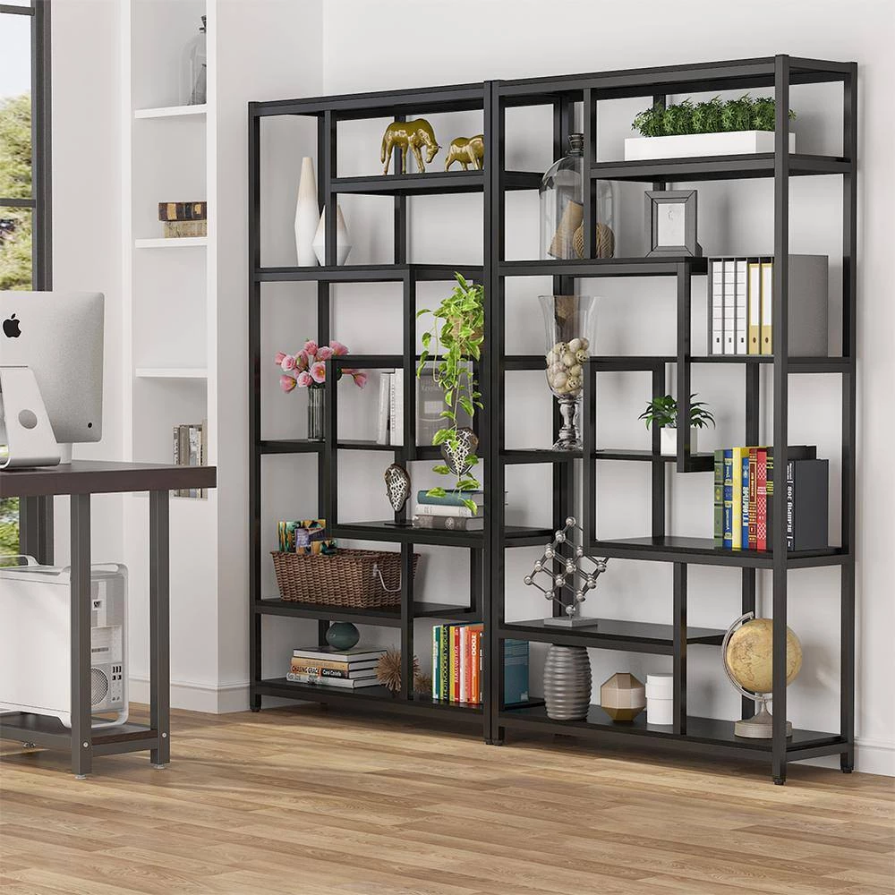 Katarina 70.9 in. Black Wood 8-Shelf Etagere Bookcase with Open Back by TRIBESIGNS WAY TO ORIGIN 7 Katarina 70.9 in. Black Wood 8-Shelf Etagere Bookcase with Open Back by TRIBESIGNS WAY TO ORIGIN - Image 5