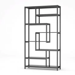 Katarina 70.9 in. Black Wood 8-Shelf Etagere Bookcase with Open Back by TRIBESIGNS WAY TO ORIGIN
