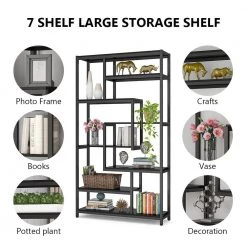 Katarina 70.9 in. Black Wood 8-Shelf Etagere Bookcase with Open Back by TRIBESIGNS WAY TO ORIGIN 10 Katarina 70.9 in. Black Wood 8-Shelf Etagere Bookcase with Open Back by TRIBESIGNS WAY TO ORIGIN -Deals Glitzhome Store black tribesigns way to origin bookcases bookshelves hd cj113 76 1000