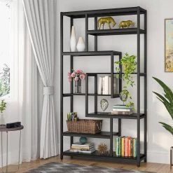 Katarina 70.9 in. Black Wood 8-Shelf Etagere Bookcase with Open Back by TRIBESIGNS WAY TO ORIGIN 9 Katarina 70.9 in. Black Wood 8-Shelf Etagere Bookcase with Open Back by TRIBESIGNS WAY TO ORIGIN -Deals Glitzhome Store black tribesigns way to origin bookcases bookshelves hd cj113 c3 1000