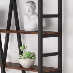 Jannelly 47.24 in W Rustic Brown Metal Frame 6 tier Radial Shelves Bookcase Storage Rack Plant Stand by TRIBESIGNS WAY TO ORIGIN 21 Jannelly 47.24 in W Rustic Brown Metal Frame 6 tier Radial Shelves Bookcase Storage Rack Plant Stand by TRIBESIGNS WAY TO ORIGIN -Deals Glitzhome Store black tribesigns way to origin bookcases bookshelves hd f1383 wzz 1d 1000