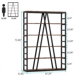 Jannelly 47.24 in W Rustic Brown Metal Frame 6 tier Radial Shelves Bookcase Storage Rack Plant Stand by TRIBESIGNS WAY TO ORIGIN 29 Jannelly 47.24 in W Rustic Brown Metal Frame 6 tier Radial Shelves Bookcase Storage Rack Plant Stand by TRIBESIGNS WAY TO ORIGIN -Deals Glitzhome Store black tribesigns way to origin bookcases bookshelves hd f1383 wzz 76 1000