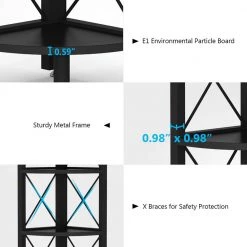 Halsey 63 in. Black Wood and Metal Frame 5-Shelf Radial Corner Shelf Bookcase Storage Rack Plant Stand 5-Tiers by TRIBESIGNS WAY TO ORIGIN 11 Halsey 63 in. Black Wood and Metal Frame 5-Shelf Radial Corner Shelf Bookcase Storage Rack Plant Stand 5-Tiers by TRIBESIGNS WAY TO ORIGIN -Deals Glitzhome Store black tribesigns way to origin bookcases bookshelves hd sfc0381 1f 1000