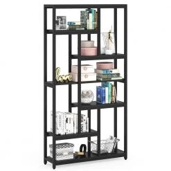 79 in. Black Engineered Wood 6-Open-Shelf Bookcase with Sturdy Metal Frame by TRIBESIGNS WAY TO ORIGIN -Deals Glitzhome Store black tribesigns way to origin bookcases bookshelves hd u0078 cx 31 1000