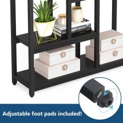 79 in. Black Engineered Wood 6-Open-Shelf Bookcase with Sturdy Metal Frame by TRIBESIGNS WAY TO ORIGIN -Deals Glitzhome Store black tribesigns way to origin bookcases bookshelves hd u0078 cx 44 1000