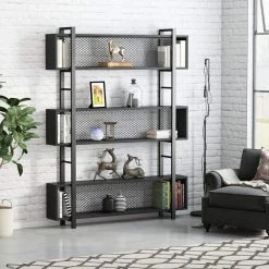 Hamilton 70.9 in.Black Wood 5 Shelves Etagere Bookcase with Metal Wire by TRIBESIGNS WAY TO ORIGIN 11 Hamilton 70.9 in.Black Wood 5 Shelves Etagere Bookcase with Metal Wire by TRIBESIGNS WAY TO ORIGIN -Deals Glitzhome Store black tribesigns way to origin bookcases bookshelves hd zyf108921 31 1000