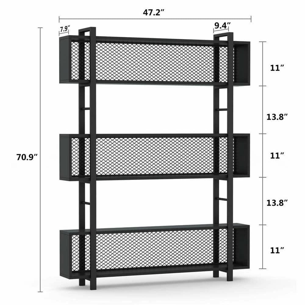 Hamilton 70.9 in.Black Wood 5 Shelves Etagere Bookcase with Metal Wire by TRIBESIGNS WAY TO ORIGIN 5 Hamilton 70.9 in.Black Wood 5 Shelves Etagere Bookcase with Metal Wire by TRIBESIGNS WAY TO ORIGIN - Image 3