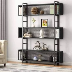Hamilton 70.9 in.Black Wood 5 Shelves Etagere Bookcase with Metal Wire by TRIBESIGNS WAY TO ORIGIN 10 Hamilton 70.9 in.Black Wood 5 Shelves Etagere Bookcase with Metal Wire by TRIBESIGNS WAY TO ORIGIN -Deals Glitzhome Store black tribesigns way to origin bookcases bookshelves hd zyf108921 c3 1000