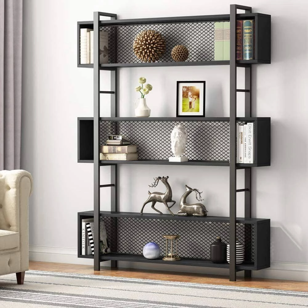 Hamilton 70.9 in.Black Wood 5 Shelves Etagere Bookcase with Metal Wire by TRIBESIGNS WAY TO ORIGIN 6 Hamilton 70.9 in.Black Wood 5 Shelves Etagere Bookcase with Metal Wire by TRIBESIGNS WAY TO ORIGIN - Image 4