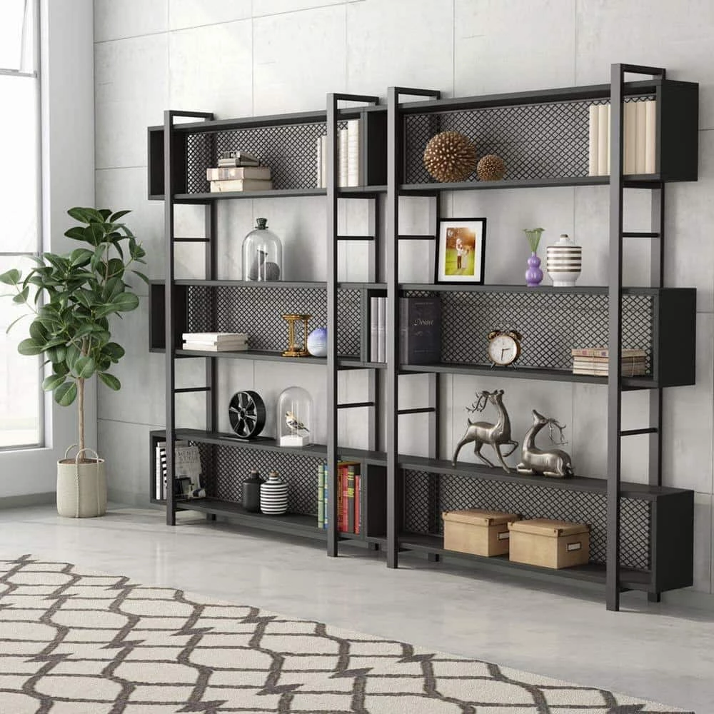 Hamilton 70.9 in.Black Wood 5 Shelves Etagere Bookcase with Metal Wire by TRIBESIGNS WAY TO ORIGIN 4 Hamilton 70.9 in.Black Wood 5 Shelves Etagere Bookcase with Metal Wire by TRIBESIGNS WAY TO ORIGIN - Image 2