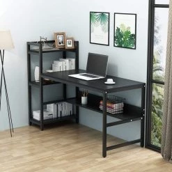 Anniela 60 in. Rectangular Black Metal Black Particle Board Wood Computer Desk with 4-Tier Storage Shelves Tower Shelf by TRIBESIGNS WAY TO ORIGIN 10 Anniela 60 in. Rectangular Black Metal Black Particle Board Wood Computer Desk with 4-Tier Storage Shelves Tower Shelf by TRIBESIGNS WAY TO ORIGIN -Deals Glitzhome Store black tribesigns way to origin computer desks hd c0095 c3 1000