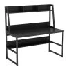 Sally 55 in. Rectangular Black Metal and Black Particle Wood Board Top Computer Desk with Monitor Stand Hutch Bookshelf by TRIBESIGNS WAY TO ORIGIN