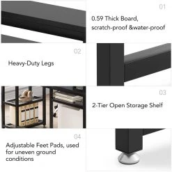 Malone 59 in. L-Shape Black Metal Particle Board Wood Top Corner Computer Desk with Monitor Stand Rotating Shelves by TRIBESIGNS WAY TO ORIGIN -Deals Glitzhome Store black tribesigns way to origin computer desks hd c0386 1f 1000