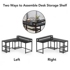 Malone 59 in. L-Shape Black Metal Particle Board Wood Top Corner Computer Desk with Monitor Stand Rotating Shelves by TRIBESIGNS WAY TO ORIGIN -Deals Glitzhome Store black tribesigns way to origin computer desks hd c0386 4f 1000