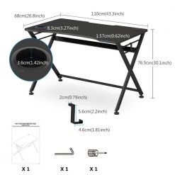 Lisky 42 in. Rectangular Black Metal Particle Board Wood Computer Desk with Cup Holder Headphone Hook Cable Hole by TRIBESIGNS WAY TO ORIGIN 9 Lisky 42 in. Rectangular Black Metal Particle Board Wood Computer Desk with Cup Holder Headphone Hook Cable Hole by TRIBESIGNS WAY TO ORIGIN -Deals Glitzhome Store black tribesigns way to origin computer desks hd cptbbk001 77 1000