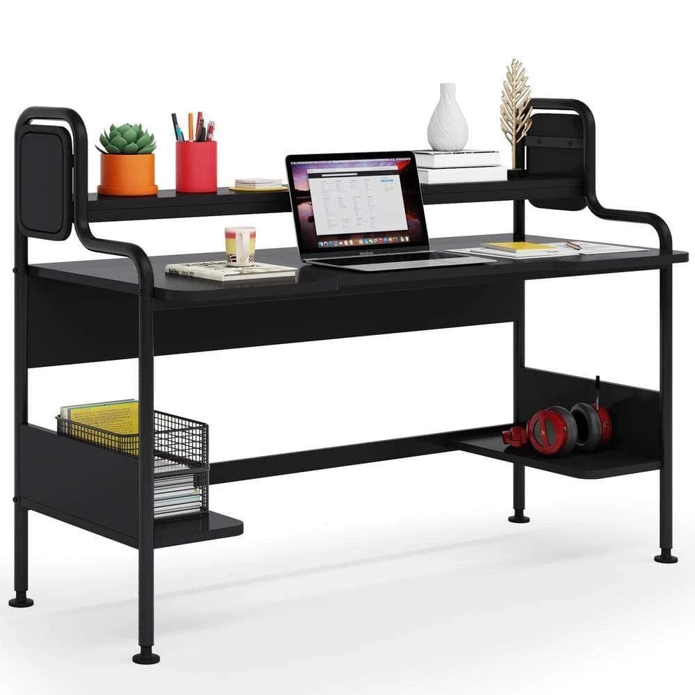Ellie 55 in. W Black Home Office Computer Desks Storage Shelves Monitor by TRIBESIGNS WAY TO ORIGIN 7 Ellie 55 in. W Black Home Office Computer Desks Storage Shelves Monitor by TRIBESIGNS WAY TO ORIGIN - Image 5