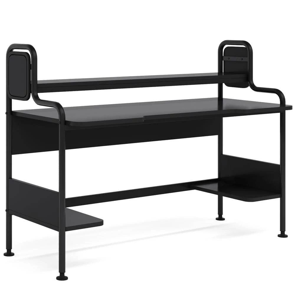 Ellie 55 in. W Black Home Office Computer Desks Storage Shelves Monitor by TRIBESIGNS WAY TO ORIGIN 3 Ellie 55 in. W Black Home Office Computer Desks Storage Shelves Monitor by TRIBESIGNS WAY TO ORIGIN