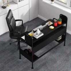 Ellie 55 in. W Black Home Office Computer Desks Storage Shelves Monitor by TRIBESIGNS WAY TO ORIGIN 23 Ellie 55 in. W Black Home Office Computer Desks Storage Shelves Monitor by TRIBESIGNS WAY TO ORIGIN -Deals Glitzhome Store black tribesigns way to origin computer desks hd f1142 wzz 77 1000