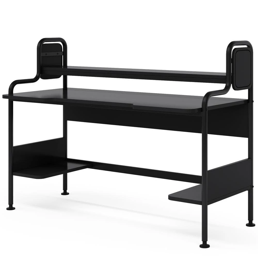 Ellie 55 in. W Black Home Office Computer Desks Storage Shelves Monitor by TRIBESIGNS WAY TO ORIGIN 6 Ellie 55 in. W Black Home Office Computer Desks Storage Shelves Monitor by TRIBESIGNS WAY TO ORIGIN - Image 4