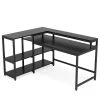 Halseey 55 in. W L-Shaped Black Corner Computer Desk Writing Studying Reading Desk 2-Tier Storage Shelves Monitor Stand by TRIBESIGNS WAY TO ORIGIN -Deals Glitzhome Store black tribesigns way to origin computer desks hd jw0250 wzz 64 1000