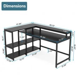 Halseey 55 in. W L-Shaped Black Corner Computer Desk Writing Studying Reading Desk 2-Tier Storage Shelves Monitor Stand by TRIBESIGNS WAY TO ORIGIN -Deals Glitzhome Store black tribesigns way to origin computer desks hd jw0250 wzz 76 1000