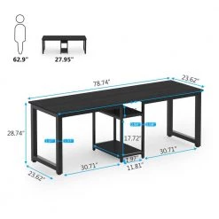 Halseey 78 in. Rectangular Black Wood Computer Desk Two Person Writing Desk with Metal Frame and Storage Shelves by TRIBESIGNS WAY TO ORIGIN -Deals Glitzhome Store black tribesigns way to origin computer desks hd zk10004 44 1000