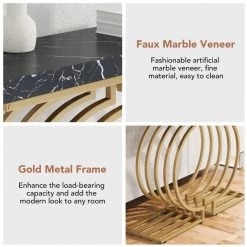 Benjamin 39.37'' Console Table Wood Black Gold Sofa Table, Morden Industrial Narrow Long Skinny Hallway Table by TRIBESIGNS WAY TO ORIGIN -Deals Glitzhome Store black tribesigns way to origin console tables hd jw0266 wzz 40 1000