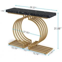 Benjamin 39.37'' Console Table Wood Black Gold Sofa Table, Morden Industrial Narrow Long Skinny Hallway Table by TRIBESIGNS WAY TO ORIGIN -Deals Glitzhome Store black tribesigns way to origin console tables hd jw0266 wzz 76 1000
