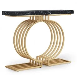 Benjamin 39.37'' Console Table Wood Black Gold Sofa Table, Morden Industrial Narrow Long Skinny Hallway Table by TRIBESIGNS WAY TO ORIGIN -Deals Glitzhome Store black tribesigns way to origin console tables hd jw0266 wzz a0 1000