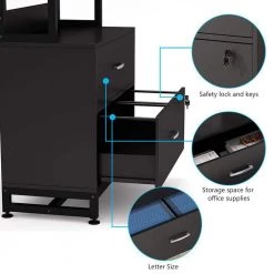 Calvin Black Lateral Particle Board File Cabinet Printer Stand with 4 Shelves and 2 Drawers by TRIBESIGNS WAY TO ORIGIN -Deals Glitzhome Store black tribesigns way to origin file cabinets hd c0273 1f 1000