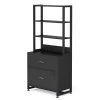 Calvin Black Lateral Particle Board File Cabinet Printer Stand with 4 Shelves and 2 Drawers by TRIBESIGNS WAY TO ORIGIN -Deals Glitzhome Store black tribesigns way to origin file cabinets hd c0273 64 1000