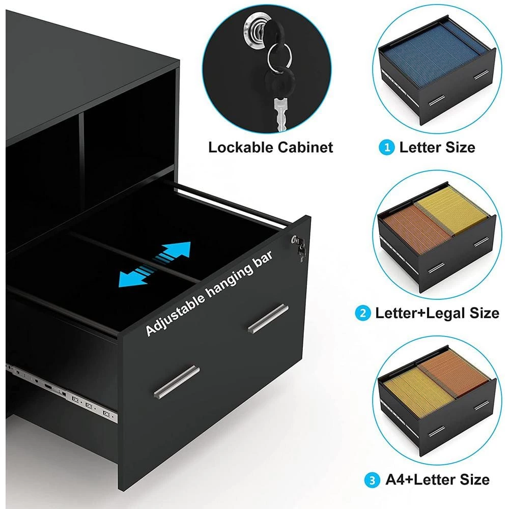 Catherine Black File Cabinet with Lock and Drawer by TRIBESIGNS WAY TO ORIGIN 4 Catherine Black File Cabinet with Lock and Drawer by TRIBESIGNS WAY TO ORIGIN - Image 2