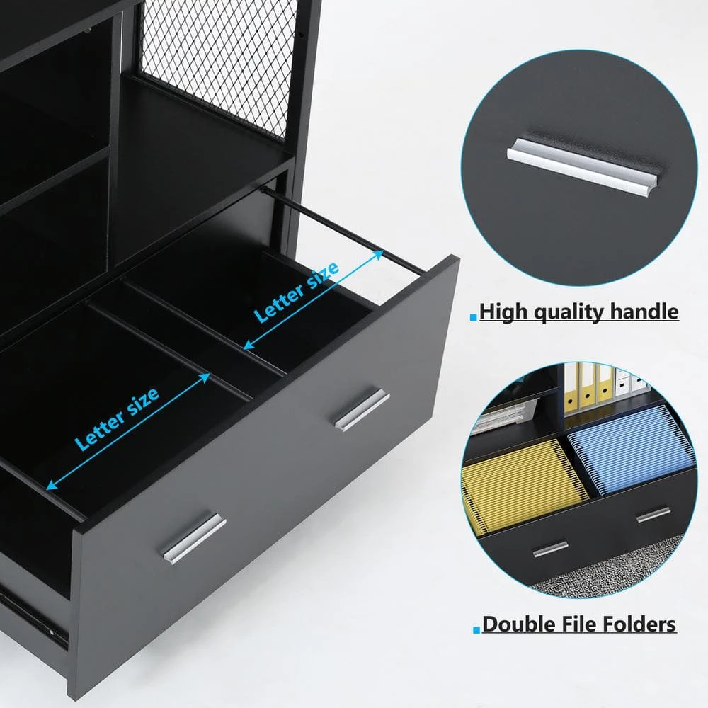 Delia Black Metal Wire Open Storage Shelves with Drawer by TRIBESIGNS WAY TO ORIGIN 4 Delia Black Metal Wire Open Storage Shelves with Drawer by TRIBESIGNS WAY TO ORIGIN - Image 2