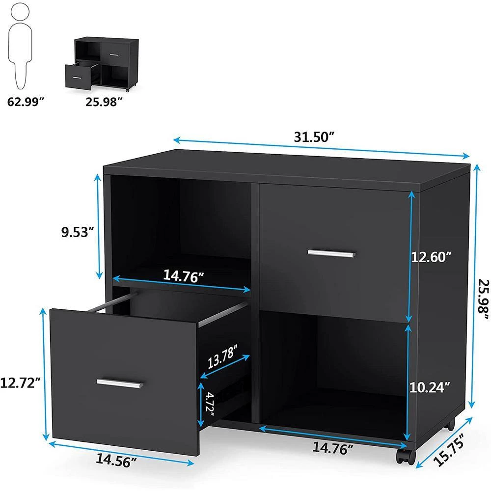 Cindy Black Modern File Cabinet with 2 Drawers by TRIBESIGNS WAY TO ORIGIN 9 Cindy Black Modern File Cabinet with 2 Drawers by TRIBESIGNS WAY TO ORIGIN - Image 7