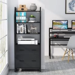 Cacey Black File Cabinet with 4 Storage Shelves and 2 Drawers by TRIBESIGNS WAY TO ORIGIN -Deals Glitzhome Store black tribesigns way to origin file cabinets hd f1324 31 1000