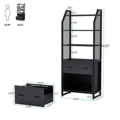 Cacey Black File Cabinet with 4 Storage Shelves and 2 Drawers by TRIBESIGNS WAY TO ORIGIN -Deals Glitzhome Store black tribesigns way to origin file cabinets hd f1324 77 1000