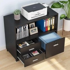 Fagan Black Mobile Engineered Wood File Cabinet with 3 Drawers by TRIBESIGNS WAY TO ORIGIN -Deals Glitzhome Store black tribesigns way to origin file cabinets hd f1357 31 1000