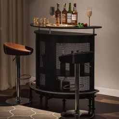 Adan 41.3 in. Semi-Circular Black Bar Table by TRIBESIGNS WAY TO ORIGIN -Deals Glitzhome Store black tribesigns way to origin home bars hd zsk0007 76 1000