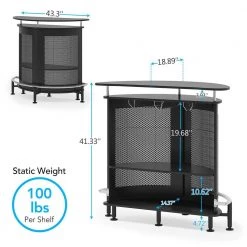 Adan 41.3 in. Semi-Circular Black Bar Table by TRIBESIGNS WAY TO ORIGIN -Deals Glitzhome Store black tribesigns way to origin home bars hd zsk0007 77 1000