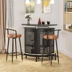 Adan 41.3 in. Semi-Circular Black Bar Table by TRIBESIGNS WAY TO ORIGIN -Deals Glitzhome Store black tribesigns way to origin home bars hd zsk0007 c3 1000