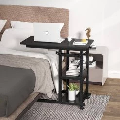 Andrea 31.5 in. C-Shaped Black Mobile Computer Desk Height Adjustable Laptop End Storage Shelves Standing Rolling Cart by TRIBESIGNS WAY TO ORIGIN -Deals Glitzhome Store black tribesigns way to origin laptop desks hd c0110 wzz 4f 1000