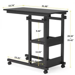 Andrea 31.5 in. C-Shaped Black Mobile Computer Desk Height Adjustable Laptop End Storage Shelves Standing Rolling Cart by TRIBESIGNS WAY TO ORIGIN -Deals Glitzhome Store black tribesigns way to origin laptop desks hd c0110 wzz 76 1000