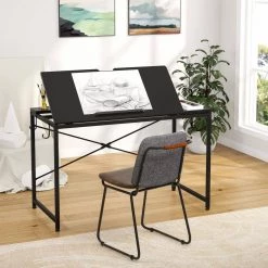 Halseey 39 in. Black Drafting Table Writing Painting Studying Reading Desk Art Til-table Height Angle 2 Hooks by TRIBESIGNS WAY TO ORIGIN -Deals Glitzhome Store black tribesigns way to origin writing desks hd jw0084 wzz 44 1000
