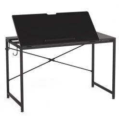 Halseey 39 in. Black Drafting Table Writing Painting Studying Reading Desk Art Til-table Height Angle 2 Hooks by TRIBESIGNS WAY TO ORIGIN
