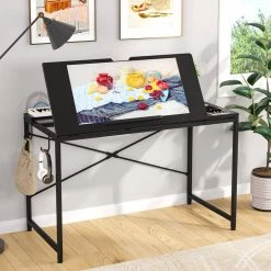 Halseey 39 in. Black Drafting Table Writing Painting Studying Reading Desk Art Til-table Height Angle 2 Hooks by TRIBESIGNS WAY TO ORIGIN -Deals Glitzhome Store black tribesigns way to origin writing desks hd jw0084 wzz 77 1000