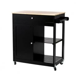 33.86 in. H Black Wooden Basic Kitchen Island with 1 Drawer; 1 Door; 2 Tier by Glitzhome 13 33.86 in. H Black Wooden Basic Kitchen Island with 1 Drawer; 1 Door; 2 Tier by Glitzhome -Deals Glitzhome Store black with natural top glitzhome kitchen islands 2001200010 44 1000