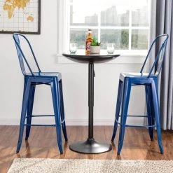 S/2 45.67 in. H Navy Blue Metal Bar Stool by Glitzhome -Deals Glitzhome Store blue glitzhome bar stools 1005003552 31 1000