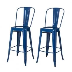 S/2 45.67 in. H Navy Blue Metal Bar Stool by Glitzhome -Deals Glitzhome Store blue glitzhome bar stools 1005003552 4f 1000